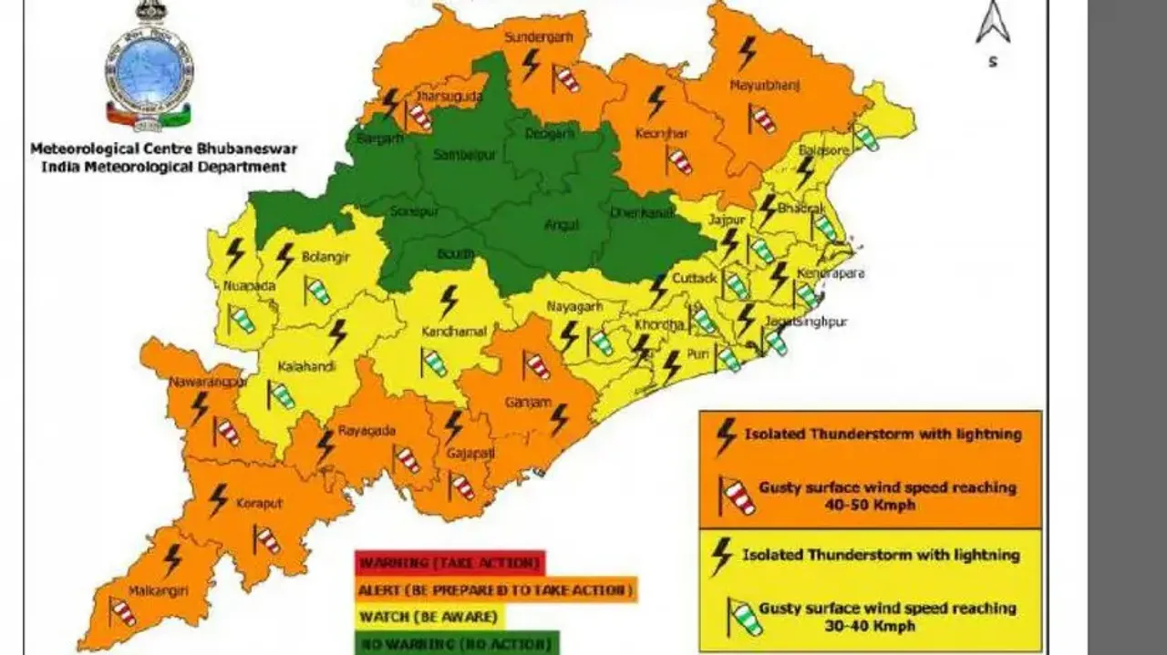  Thunderstorms to lash Odisha districts till May 23; IMD issues orange and yellow warnings