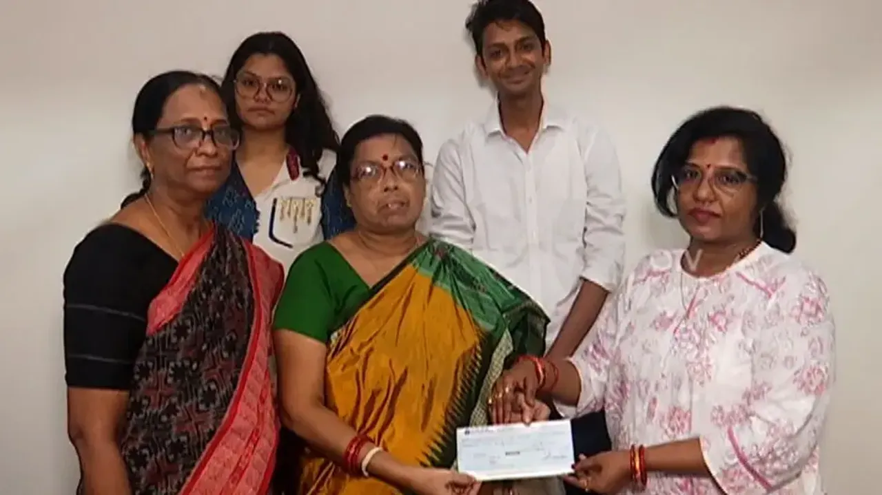 Odisha, OTV Cares on Thursday presented a cheque of Rs 10,00,000 to the Principal of Khordha Women’s