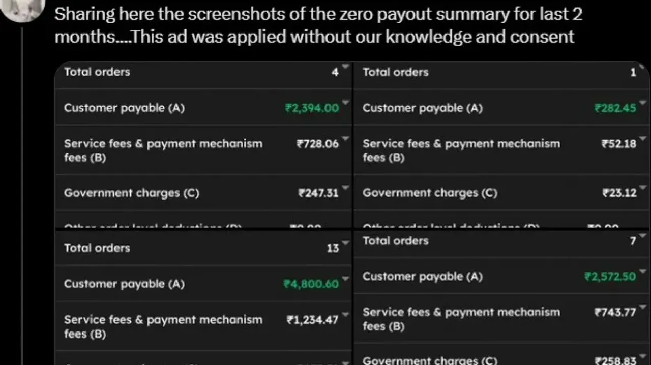 Zomato’s hidden fees: Restaurant owner left with Rs 415 from Rs 16,486 earnings; sparks outrage