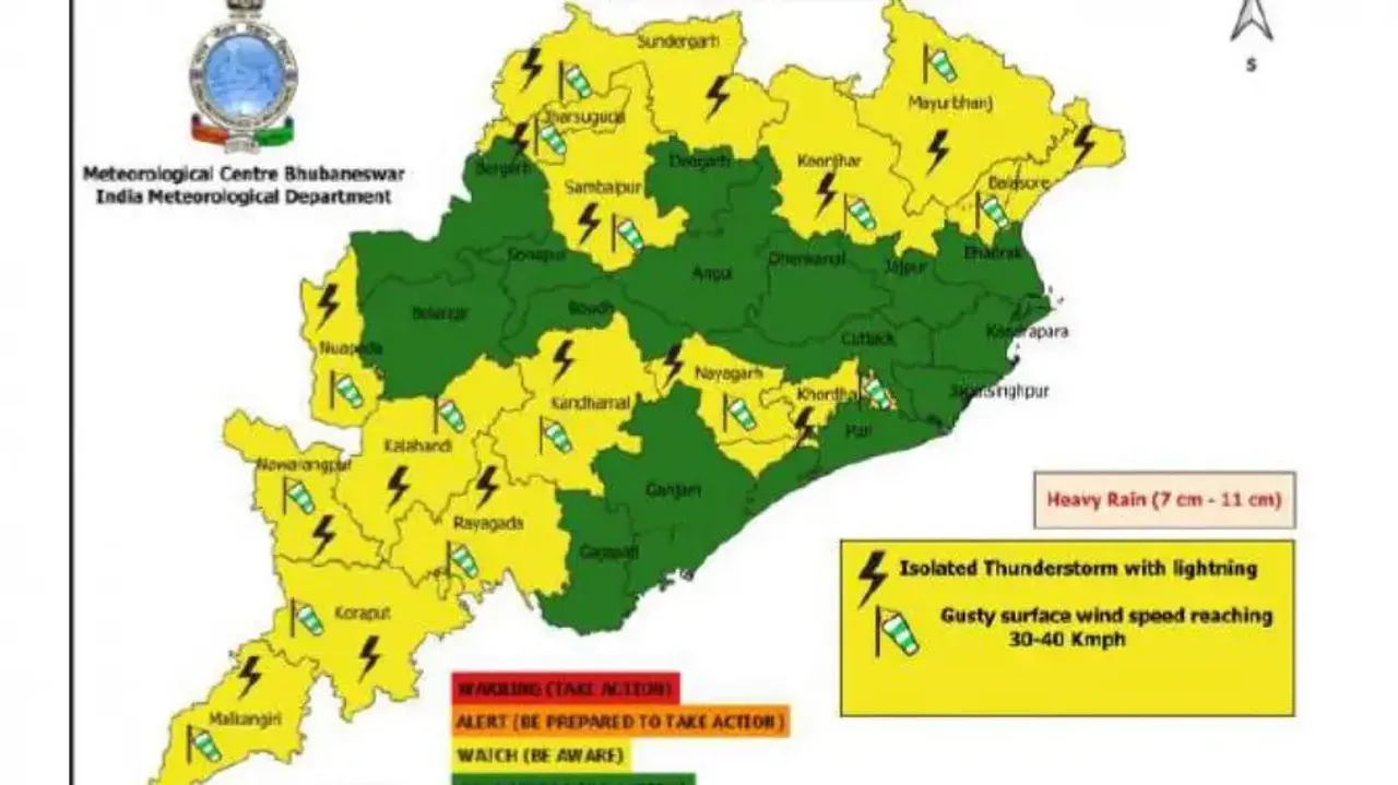 IMD issues alert for thunderstorm, 30-40 kmph gusty winds in Odisha districts