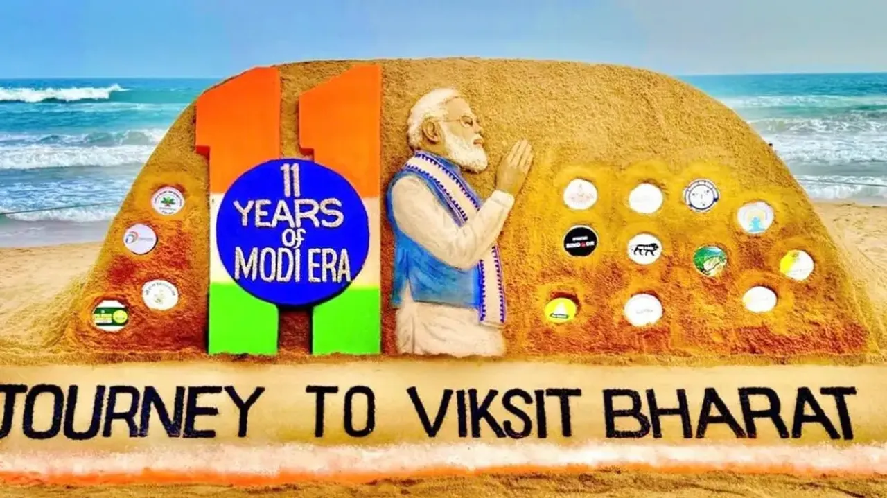 11 years of Modi government: Odisha sand artist Sudarsan Pattnaik offers tribute to national milesto