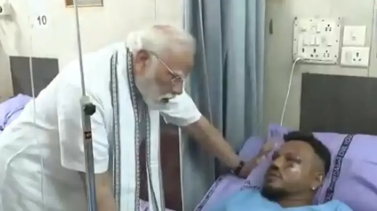 PM Modi meets plane crash survivor, injured victims at hospital in Ahmedabad