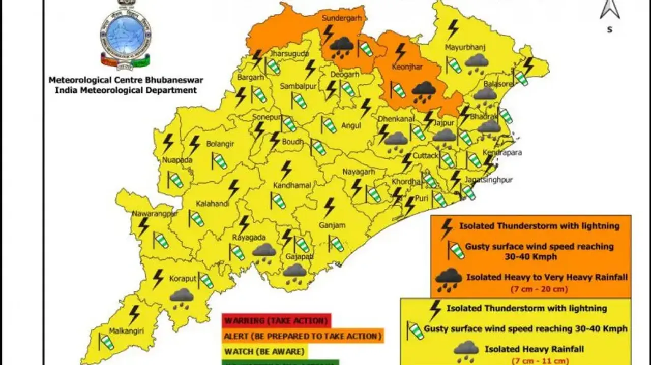 IMD issues orange alert for thunderstorm, lightning and gusty winds in Odisha