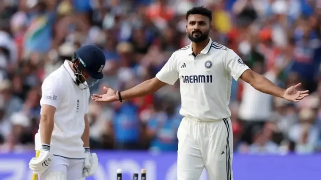 Akash Deep celebrating his wicket 