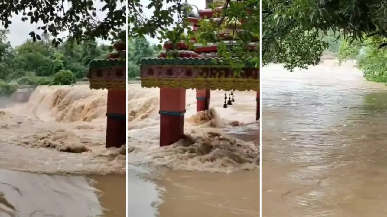 Floodwaters submerge sanctum of historic Koilighughar Shiva Temple in Odisha’s Jharsuguda