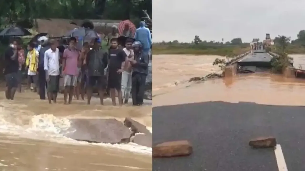 Heavy rain submerges bridge, washes away road in Odisha