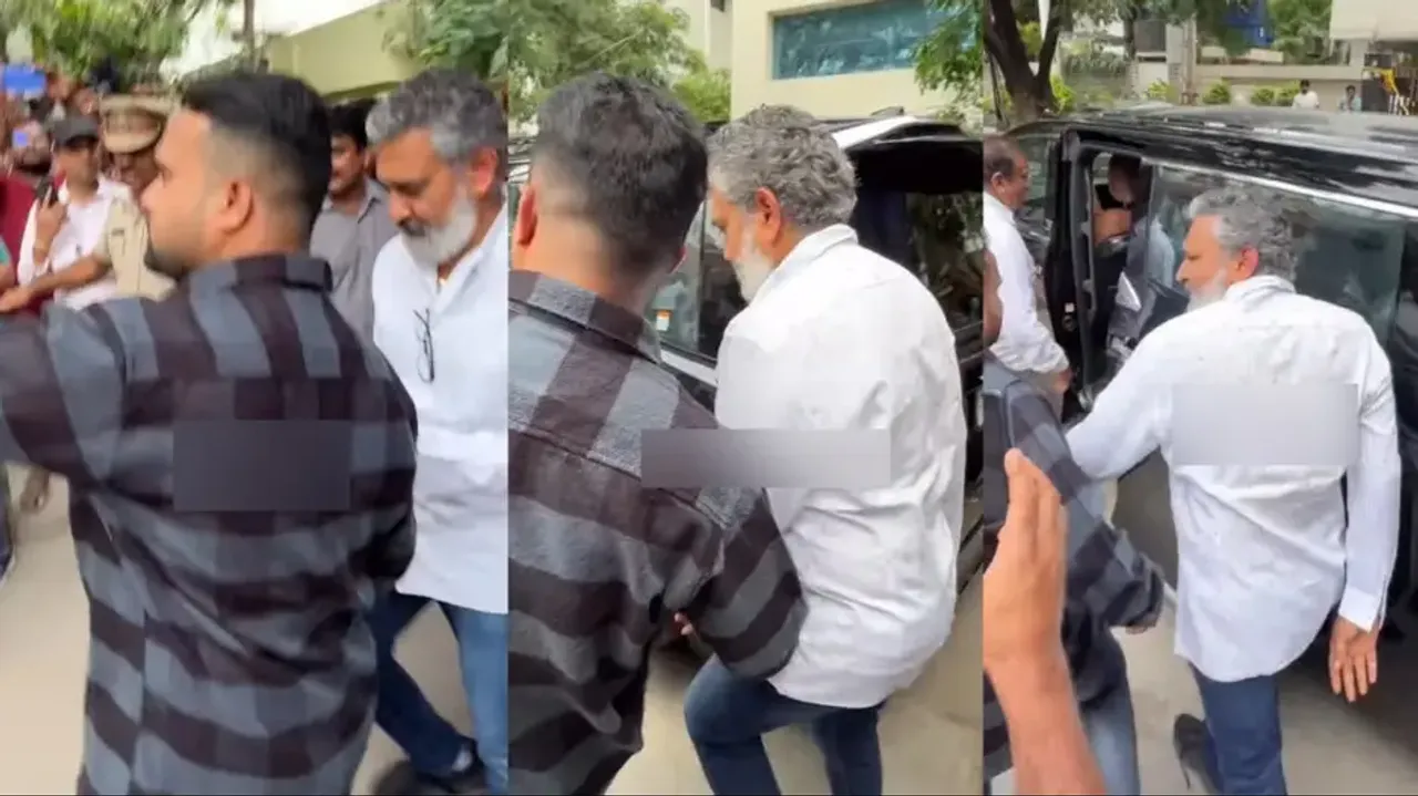 SS Rajamouli pushes away fan at Kota Srinivasa Rao funeral