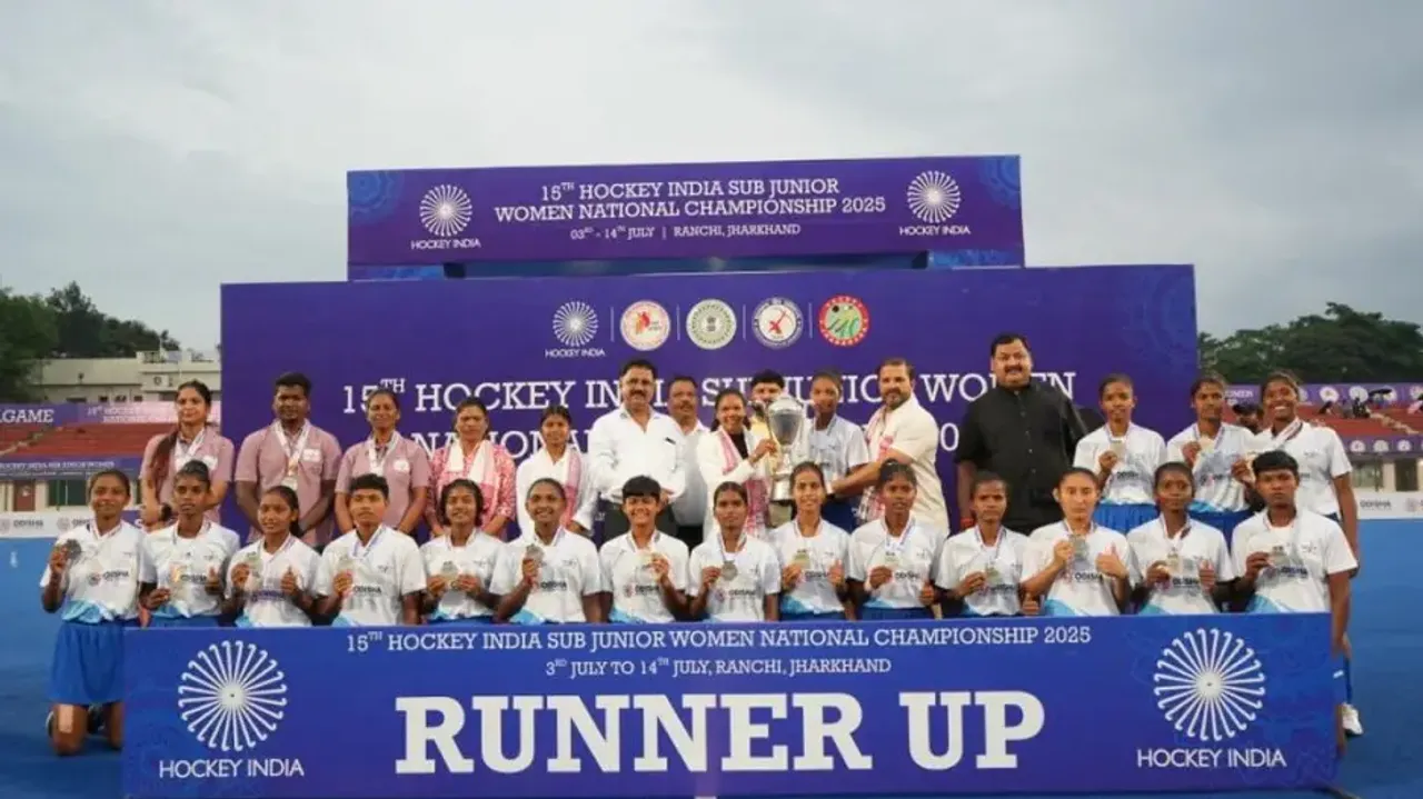 Odisha players pose with their trophy and medals