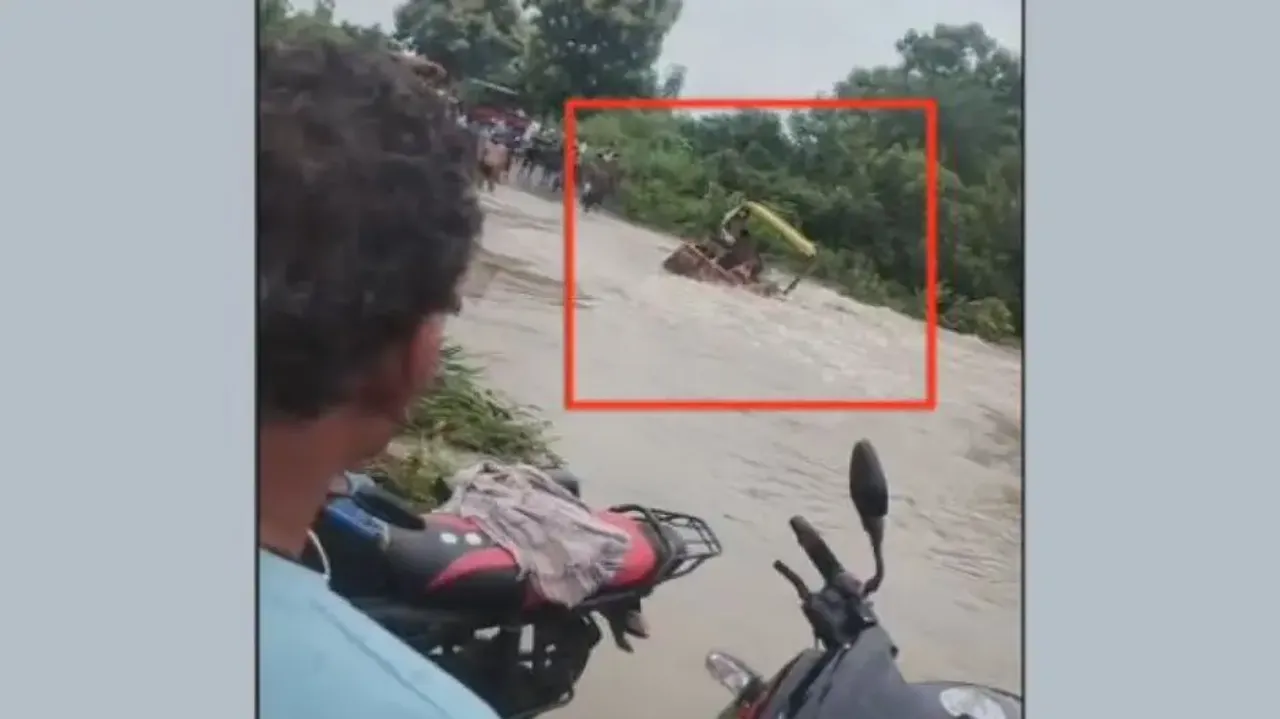 Tractor swept away in Boudh floodwaters, narrow escapes for driver