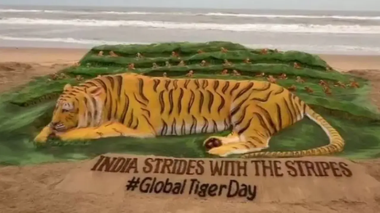 International Tiger Day celebrated in Odisha ith sand art in Puri