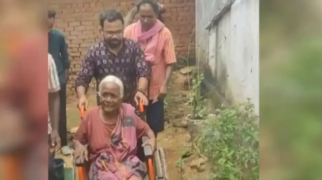 Elderly woman in Bolangir gets pension, wheelchair support
