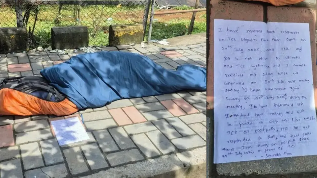 Unpaid techie stages unique protest by sleeping on pavement TCS breaks silence