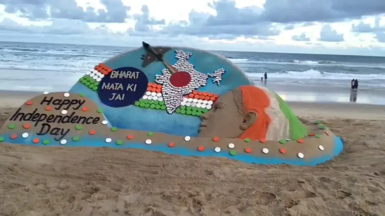 79th Independence Day: Puri beach sand art honours ‘Operation Sindoor’ heroes