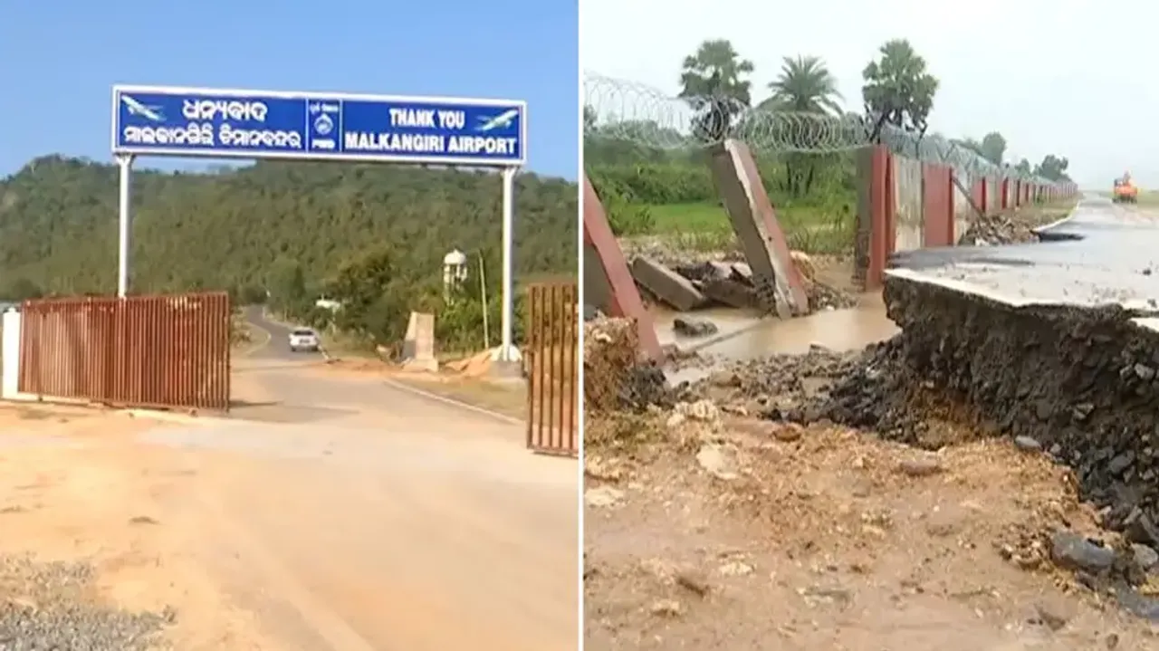 Boundary wall of Malkangiri airport collapses again, exposing pandora box of negligence