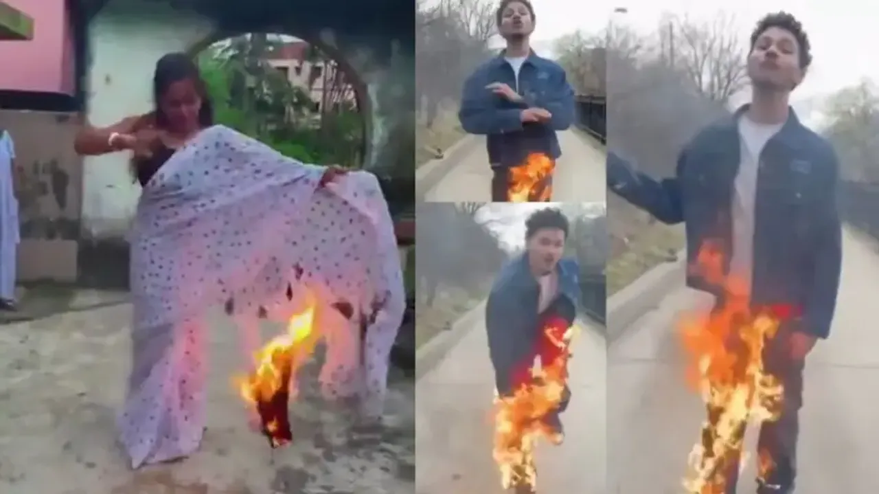 Stunt or Stupidity! Content creators 'set themselves on fire' for reels, watch what happens next