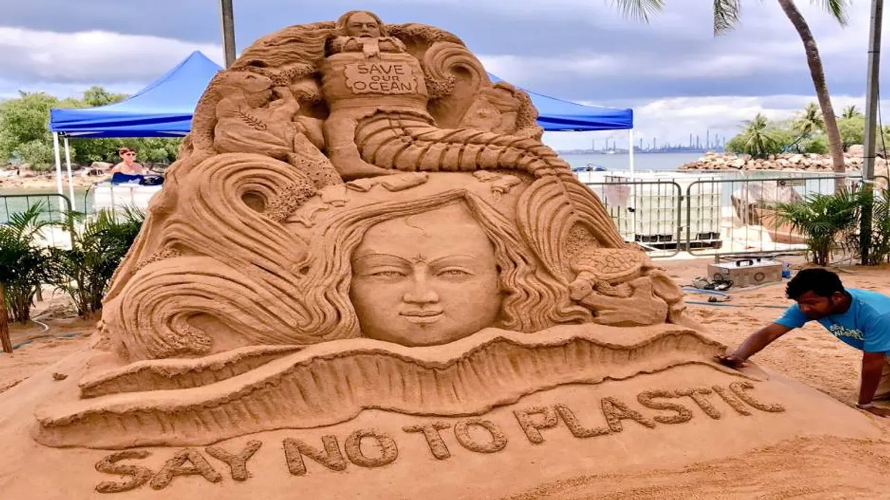 Sudarsan's art on sea pollution at Singapore fest draws global attention