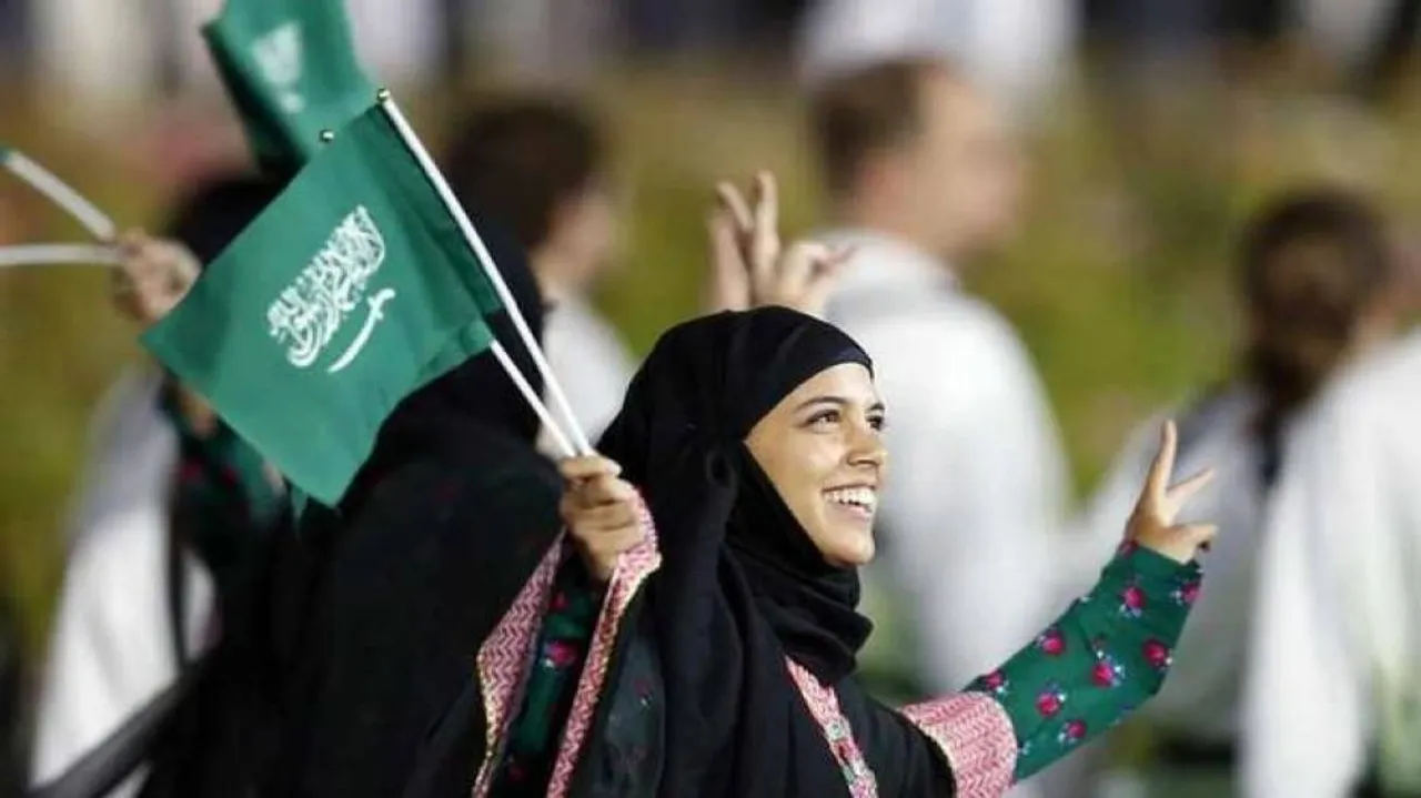 Saudi women attend football match