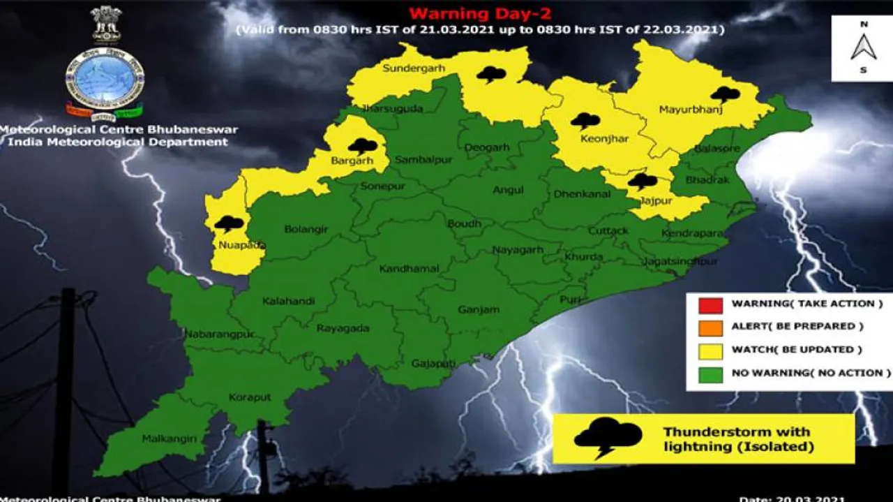 Thunderstorm, Lightning Alert For Odisha Districts; IMD Issues Yellow Warning