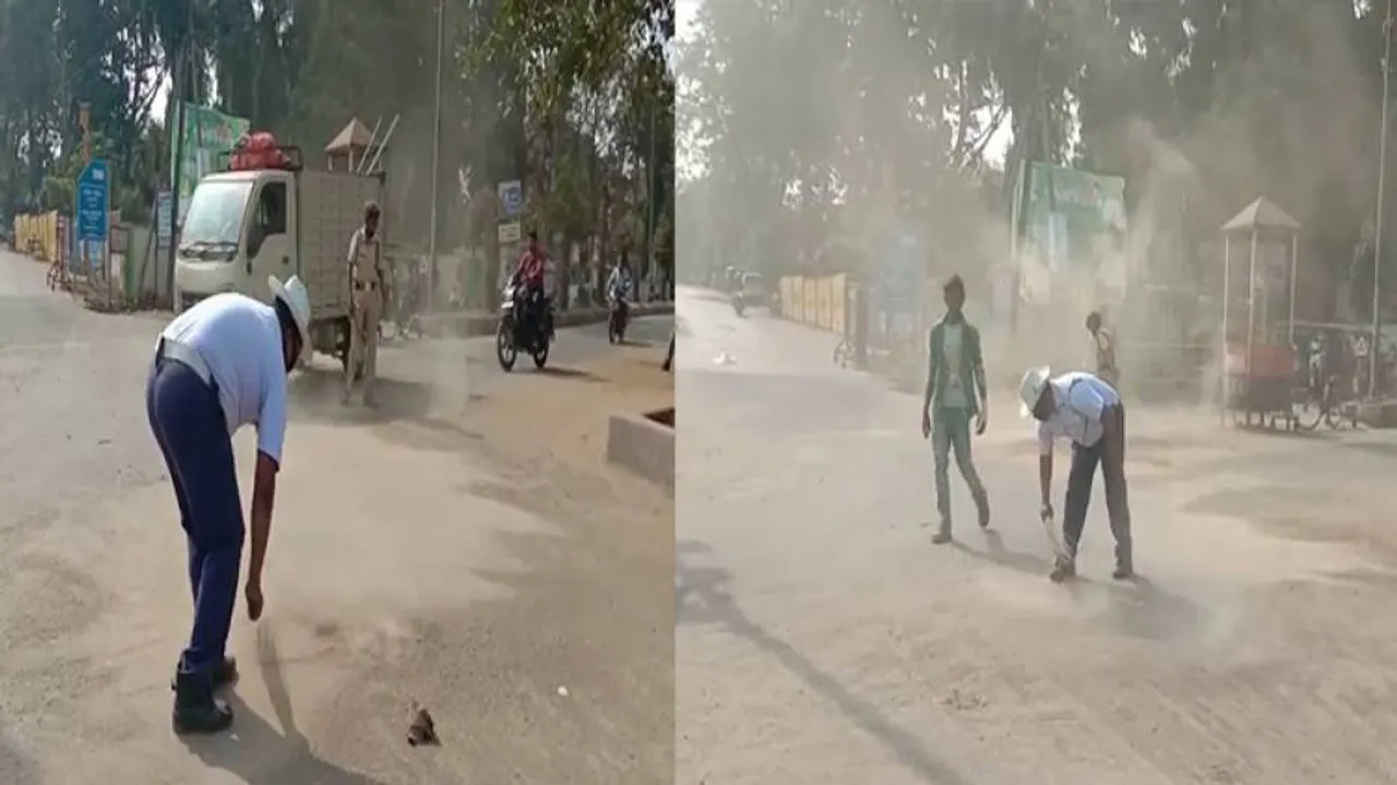 WATCH Video: Odisha Traffic Cop Sweeps Road, Receives Accolades From All