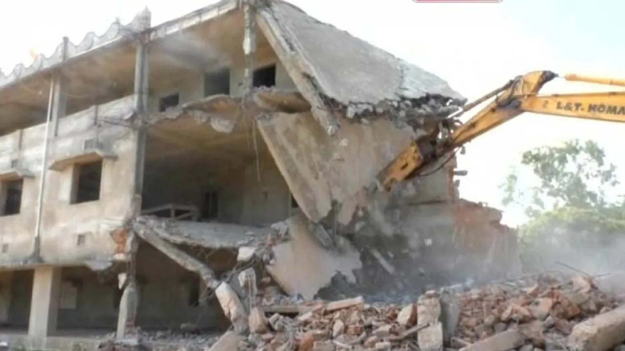 Eviction drive at Bana baba ashram enters third day