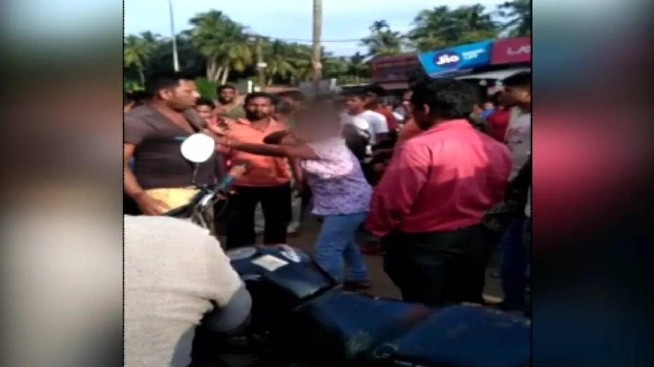 Woman thrashes man for obscene gesture
