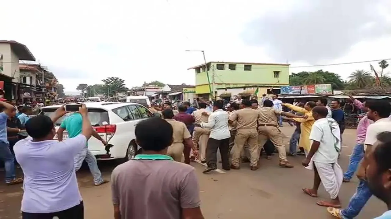 Black flags shown to Health minister Pratap Jena