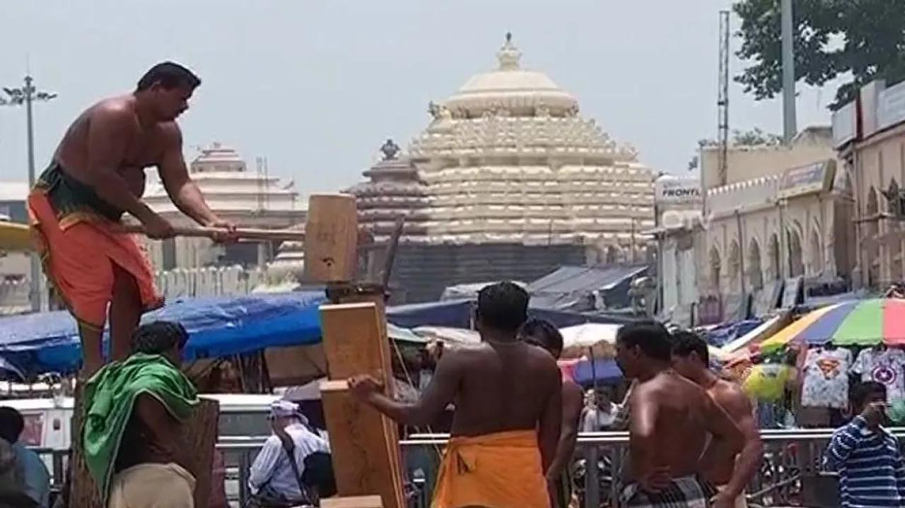 Puri Rath Yatra: Damaged parts of chariot wheels replaced