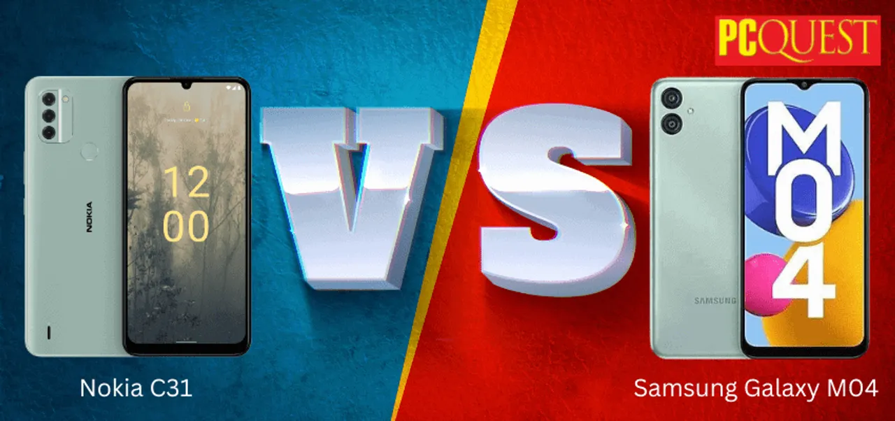 Two entry level smartphones Samsung Galaxy M04 vs Nokia C31