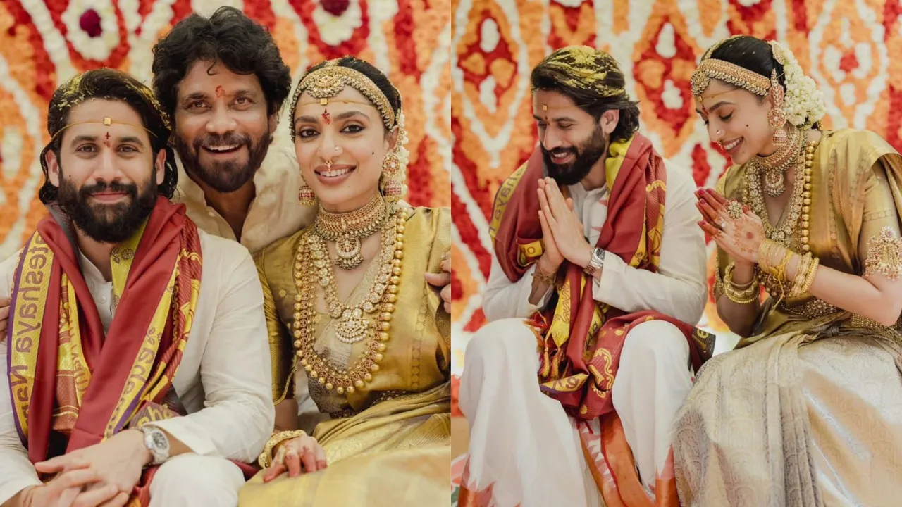 Decoding Sobhita Dhulipala's Bridal Look,  Shines in a Traditional Gold Kanjeevaram Saree at Her Wedding, Honoring Her Telugu Heritage