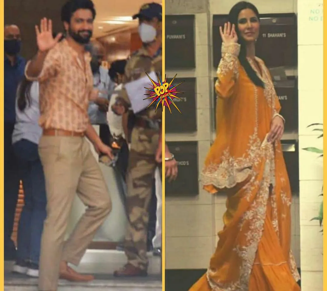 Visuals inside: Katrina Kaif- Vicky Kaushal are all smiles as they heads up to their D Day venue