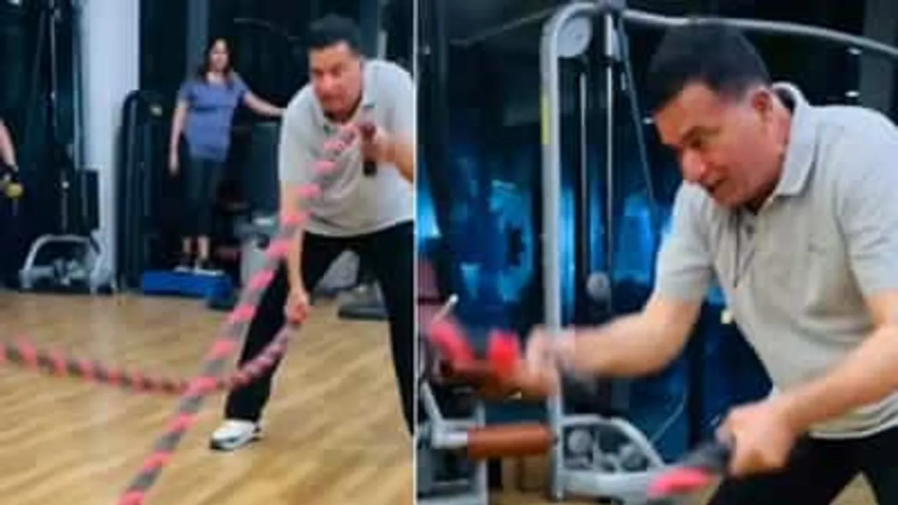 Vicky Kaushal's father Sham Kaushal aces battle rope exercise, Rakesh Roshan reacts.