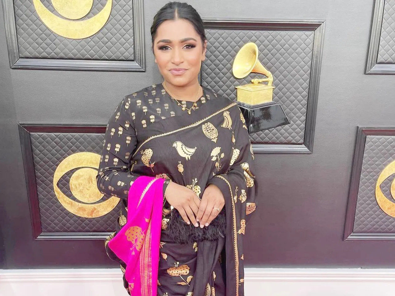 Maryanne J. George flaunts a House of Masaba drape at the Grammy Awards