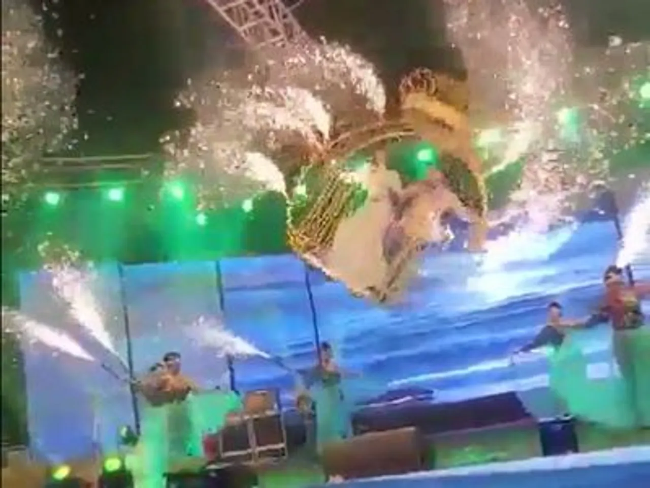 Caught on camera: Bride and groom fall off swing after harness snaps during ceremony in Raipur!