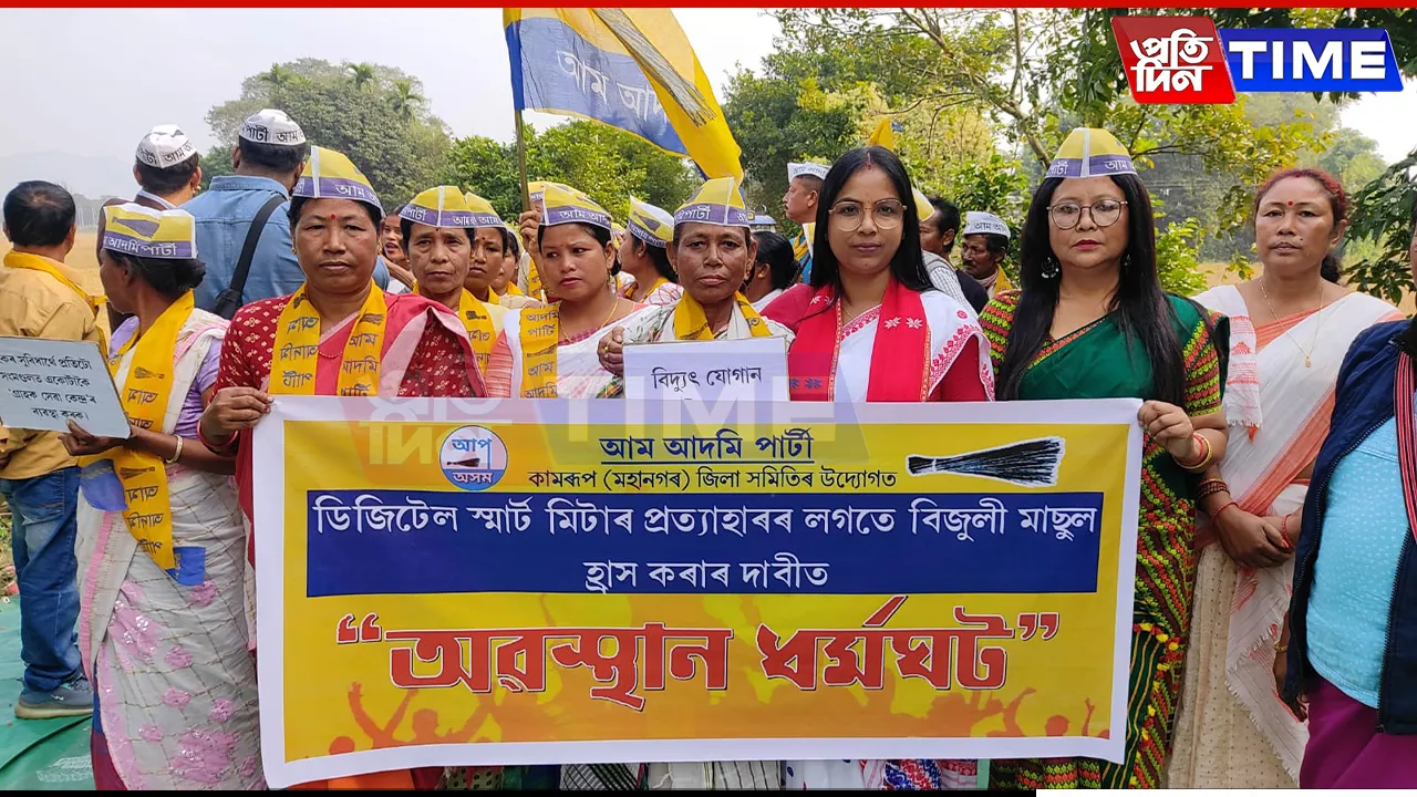 AAP Stages Protest against ‘Smart Meters’ in Assam's Dimoria