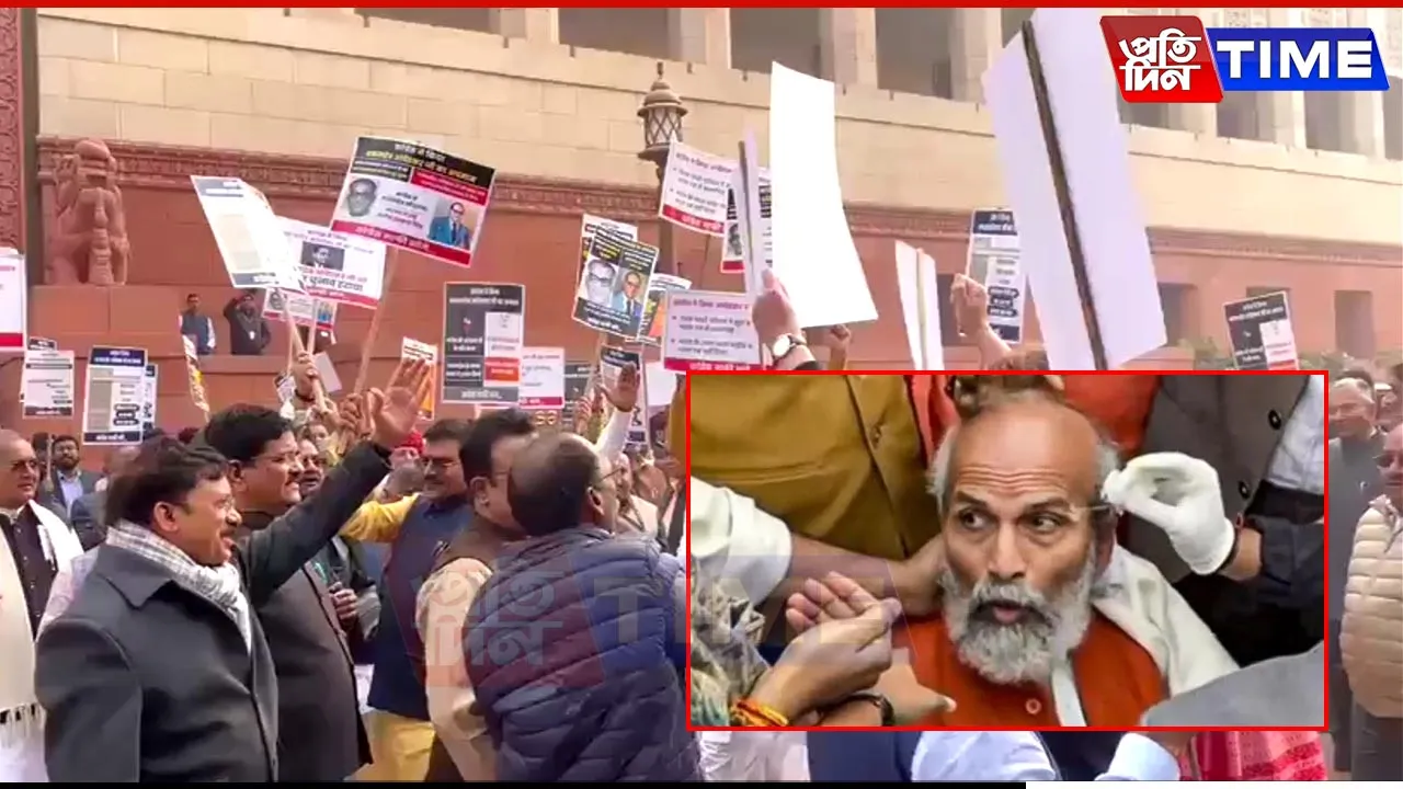 ‘Ambedkar’ Row in Parliament: BJP MP Injured in Protest, Blames RaGa