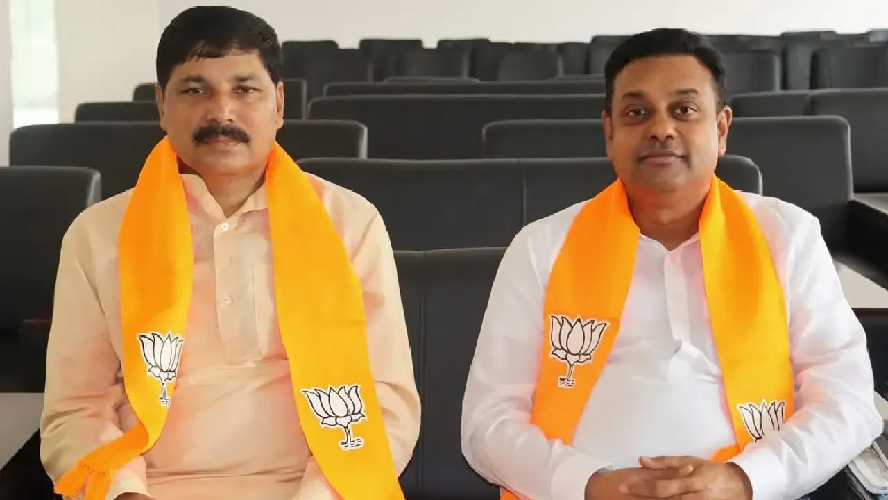 Assam BJP President Bhabesh Kalita with Sambit Patra