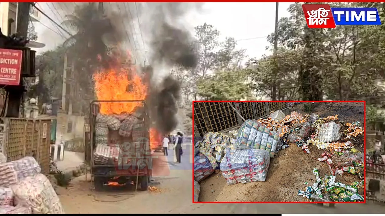 Guwahati: Vehicle Carrying Goods Worth ₹2 Lakh Destroyed in Fire Near Gita Mandir