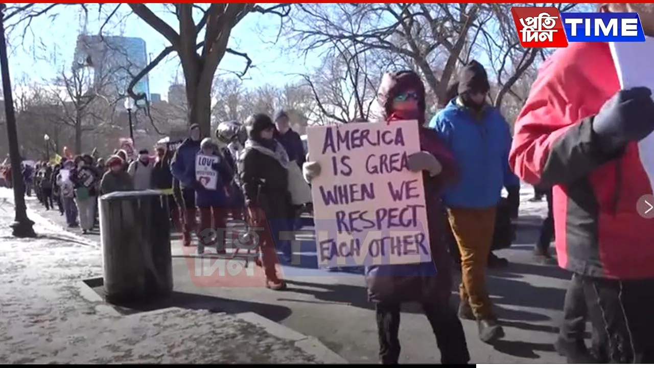 “Stop The Coup”—Hundreds Protest in Boston Against Trump’s Policies