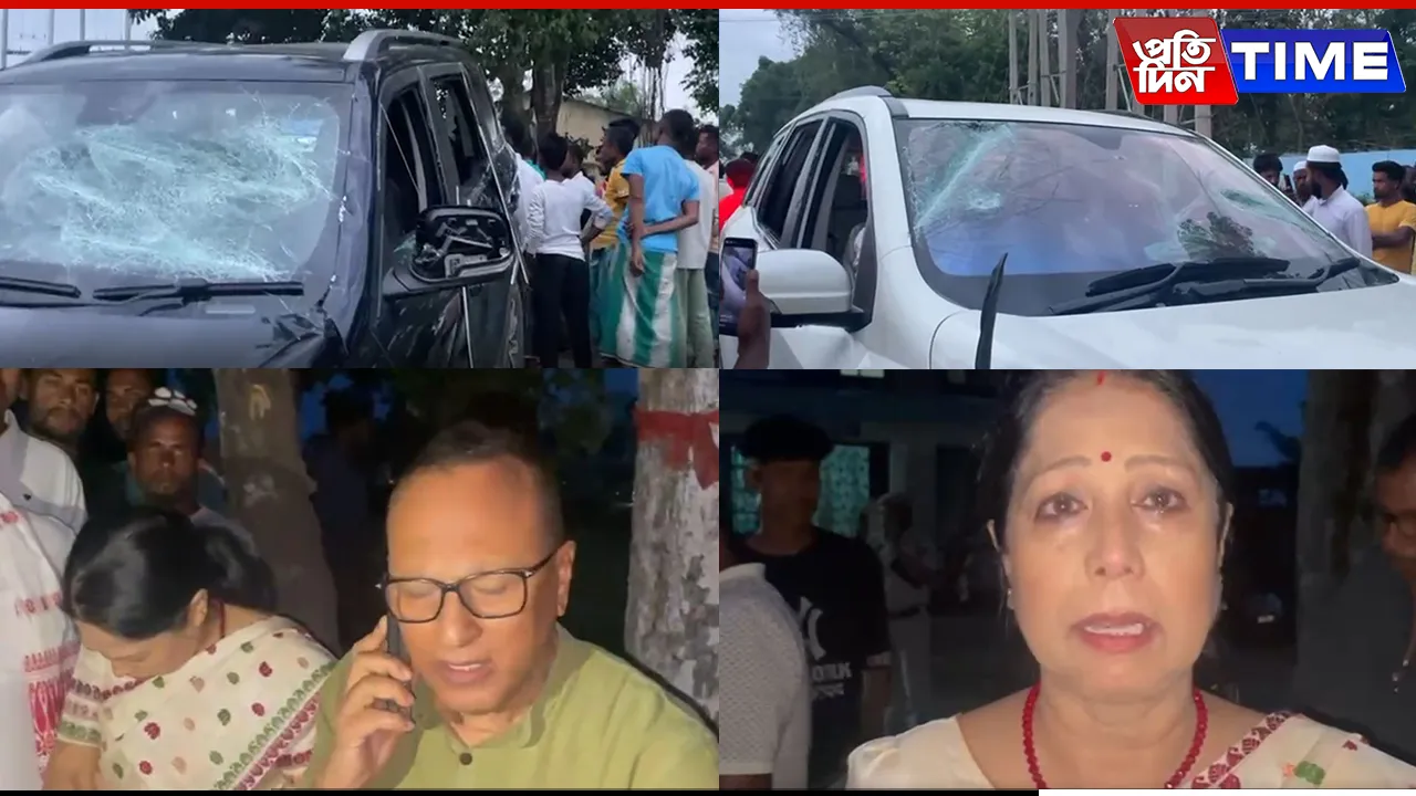 MP Pradyut Bordoloi's Convoy in Dhing, Attackers Smash Vehicles with Rods