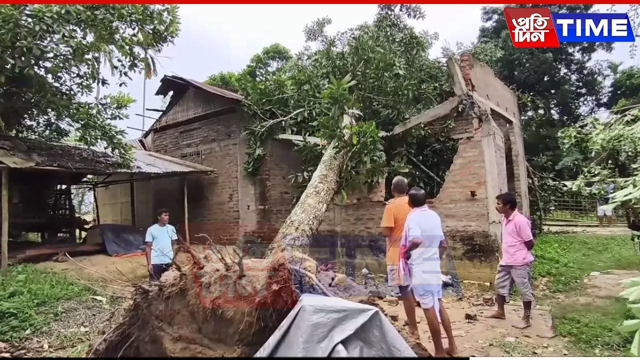 Devastating Storm Hits Assam's Jorhat: Schools Wrecked, Families in Distress, Powerlines Down