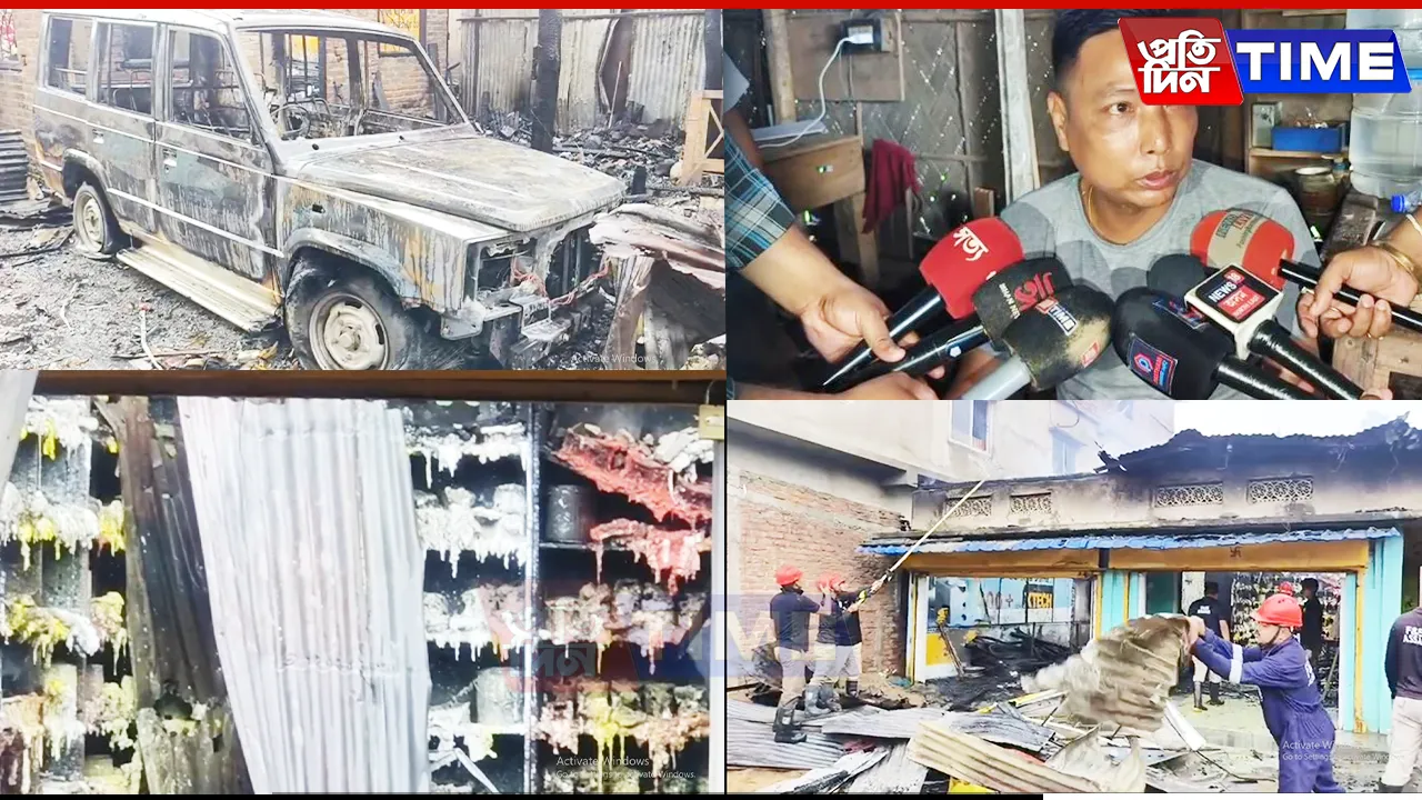 Guwahati: Massive Fire Guts Five Shops in Odalbakra; Vehicle Destroyed
