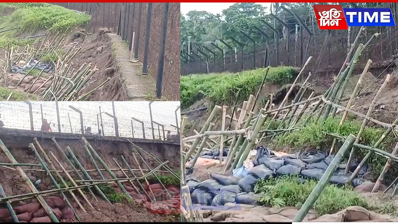 Border Fence Collapses in Sribhumi as Kushiyara River Erodes Land