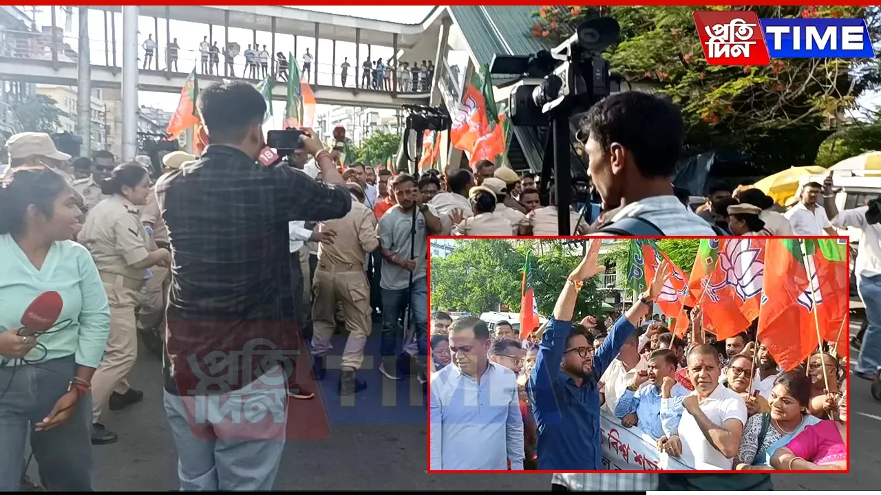 BJYM Protest Turns Chaotic in Guwahati Over Attack on CM's Convoy
