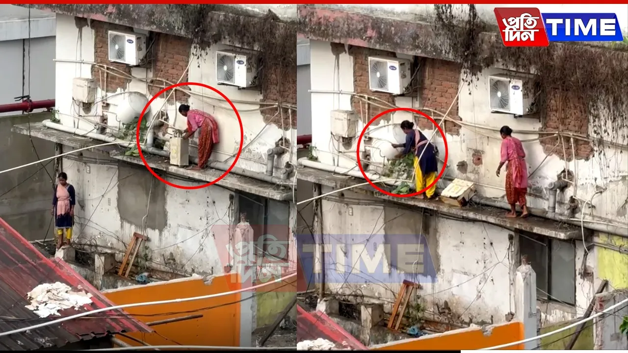 Watch: Woman Caught on Camera Stealing AC Copper in Guwahati