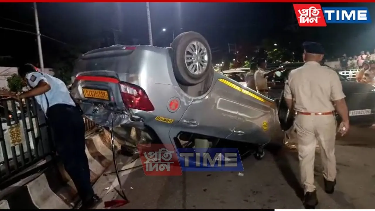Swift Dzire Overturns in Major Collision in Guwahati; Driver Seriously Injured