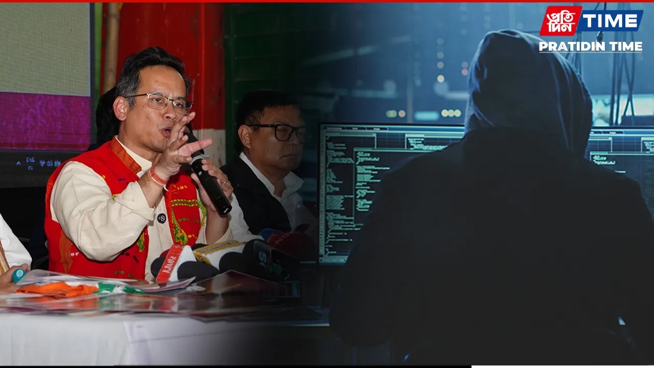 Assam Congress leaders launch whoishbs.com website alleging corruption against Chief Minister Himanta Biswa Sarma in Guwahati which got hacked