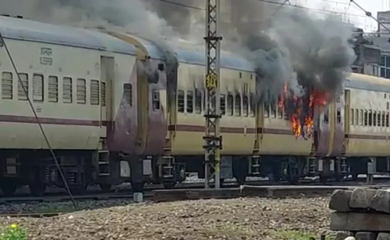 Bihar: Massive Protests Against RRB-NTPC Exams, Protestors Set Train On Fire