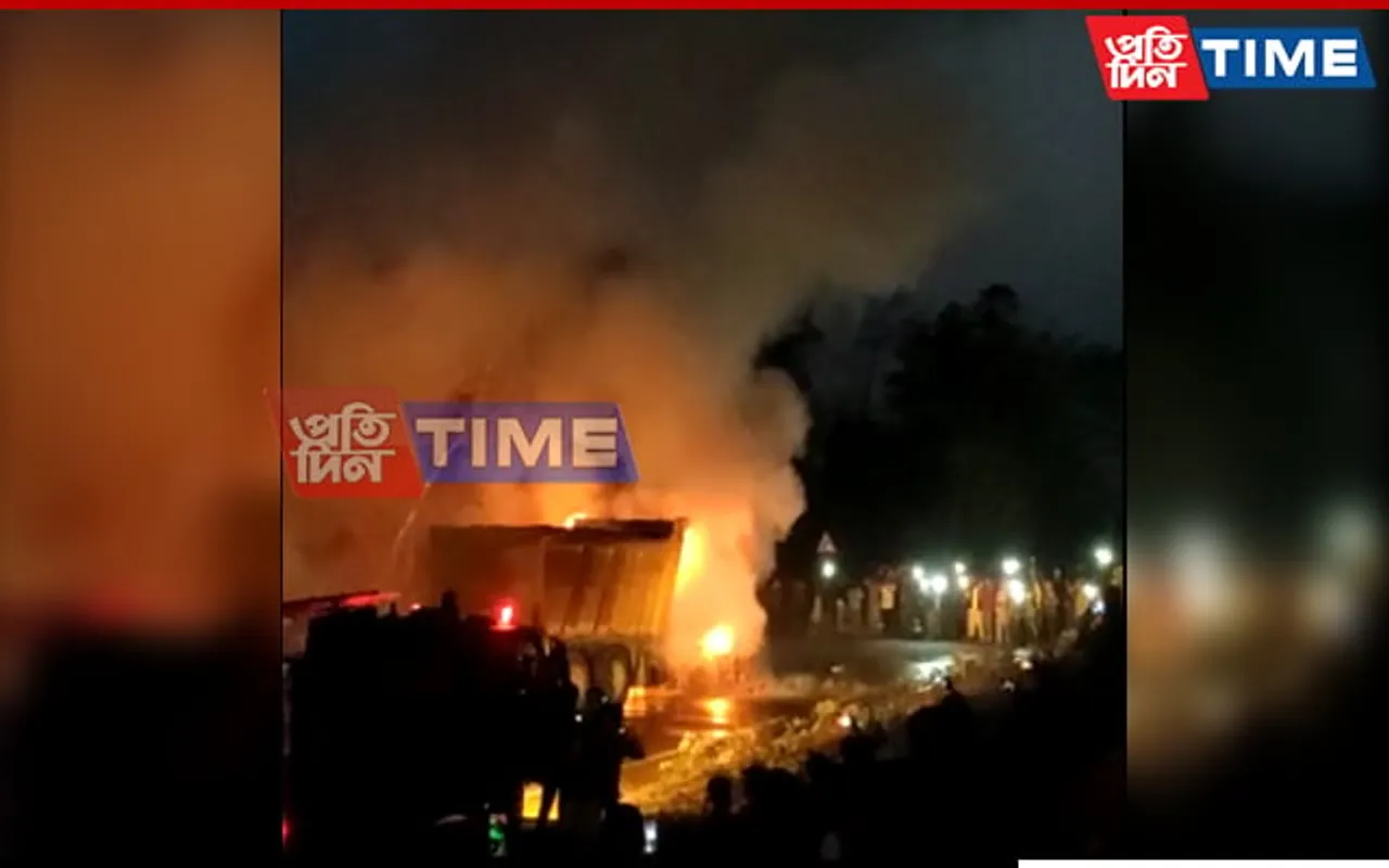 Assam: Deadly Accident Causes Dumper To Catch Fire In Chapar