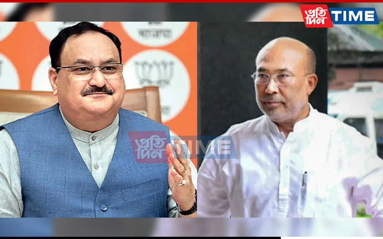 Biren Singh meets BJP Chief JP Nadda, Discuss new Cabinet Formation