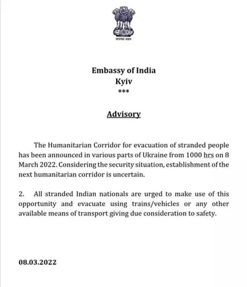 Humanitarian Corridor Announced for Stranded Indian Students in Ukraine